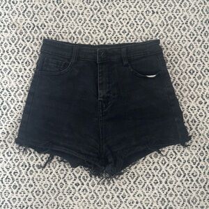 Black denim shorts